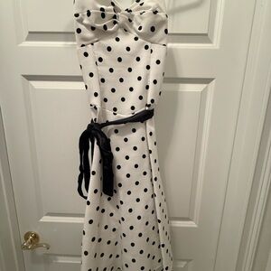 B Darlin White and Black Polka Dot Dress